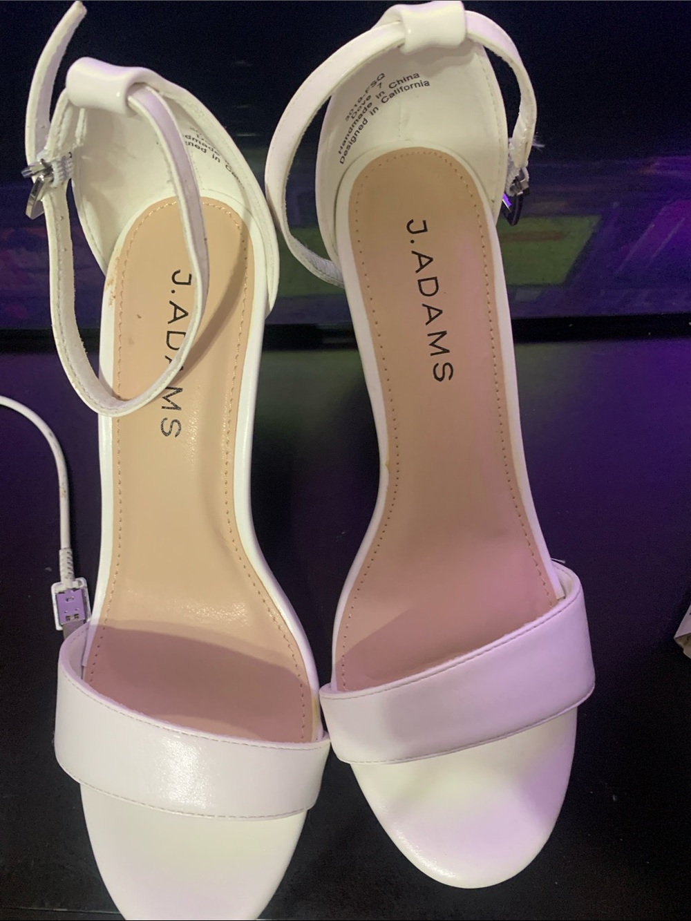 Adams White Ankle-Strap Heeled Sandals